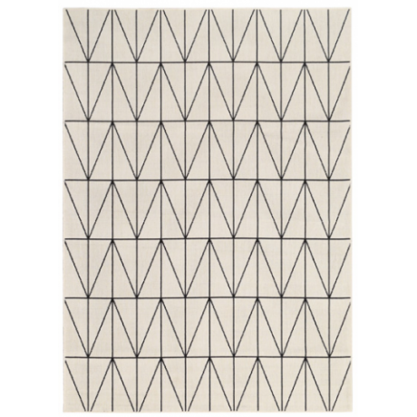 Carpete In & Out Broadway Bege e Preto Desenho Geometrico Triangulos 120x170